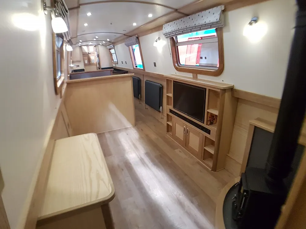 Inside Roundtuit, looking along the saloon