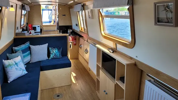 Inside Aqua Saol, looking along the saloon