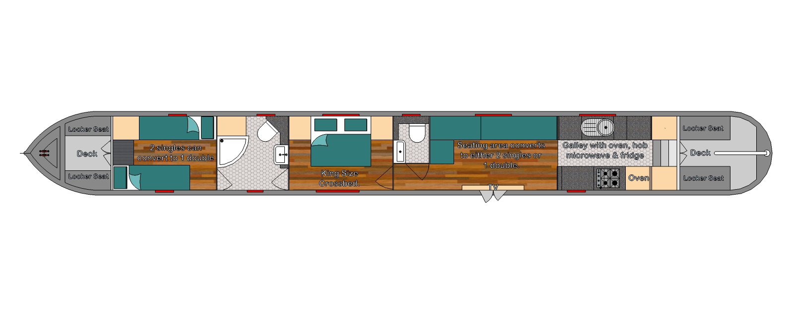 Hire Boat Two Galley Final Website layout - 61.5ft